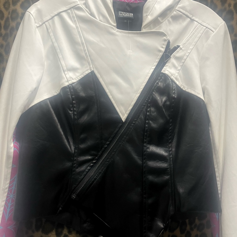 Marvel Black and White Leather Jacket